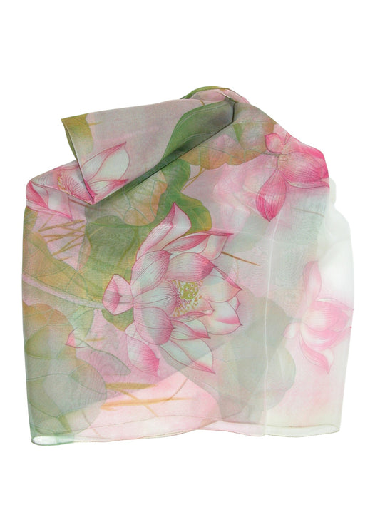 Rayon Ombre Lotus Pink Green Scarf (GF4702)