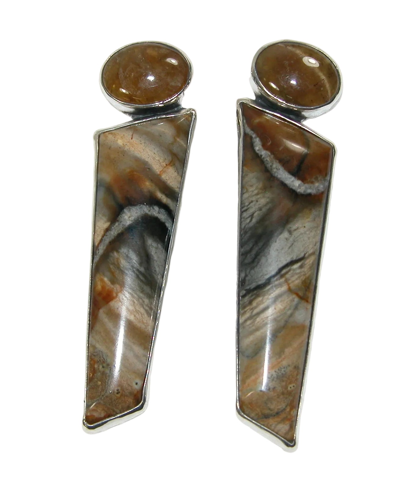 34465 Flourite Picasso Marble Sterling Silver Earrings