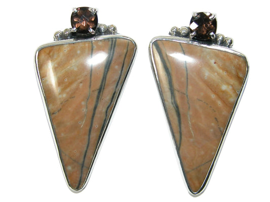 34463 Smoky Topaz Picasso Marble Sterling Silver Earring