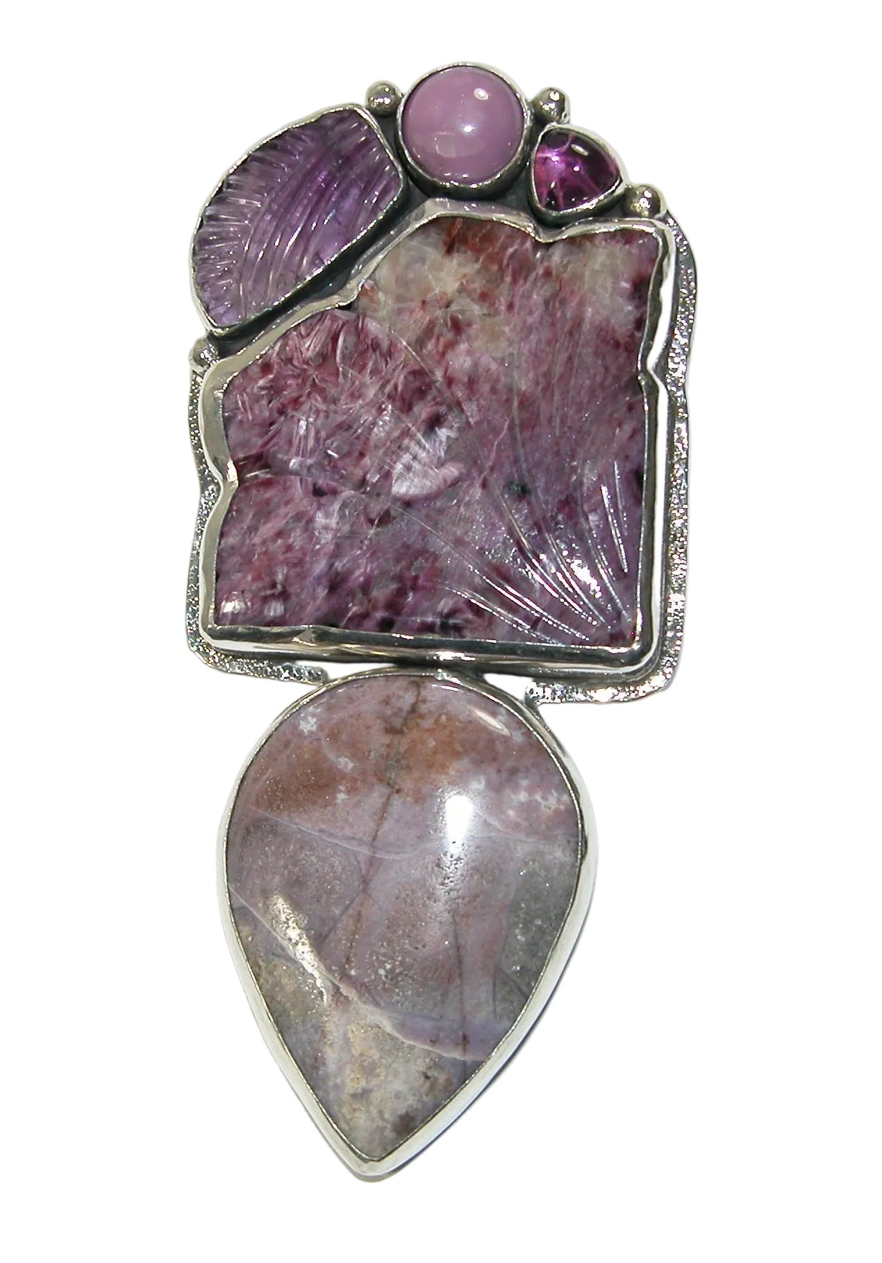 34502 Charoite Amethyst Sterling Silver Pin Pendant