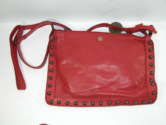 Red Leather Studded Crossbody Handbag GF4028