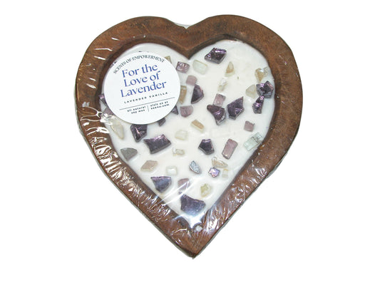 Wooden Heart Shape Scented Candle GF3546 For The Love of Lavender