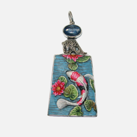 34547 Koi Fish Kyanite Sterling Silver Pendant