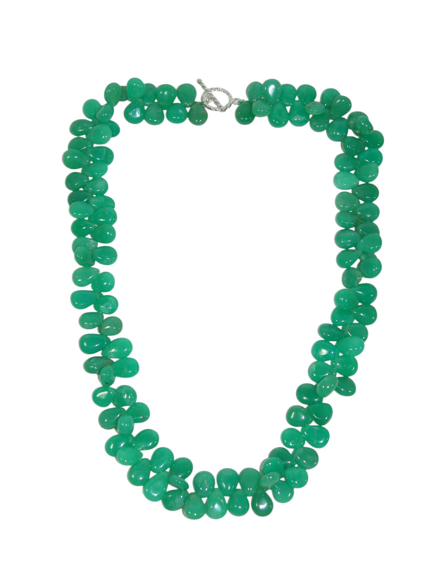 40058 Chrysoprase Briolette Sterling Silver Toggle Necklace
