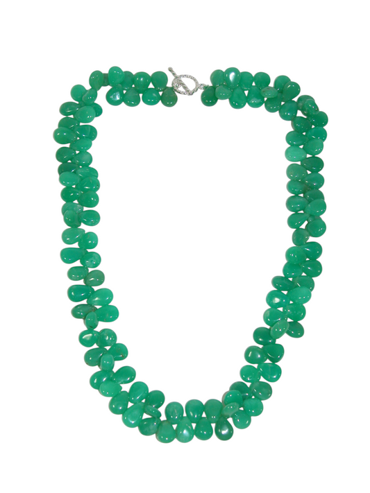 40058 Chrysoprase Briolette Sterling Silver Toggle Necklace