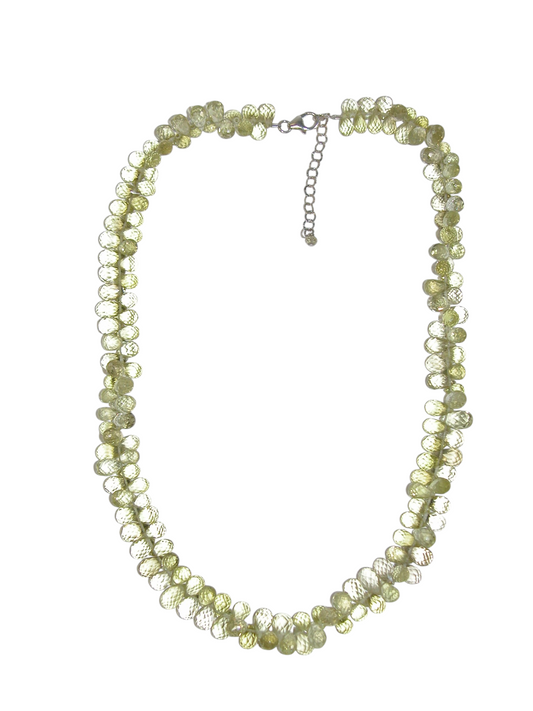40041 Faceted Lemon Citrine Sterling Silver Briolette Necklace