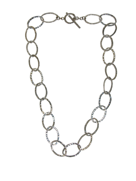 40046 Sterling Silver Hammered Chain Toggle Clasp
