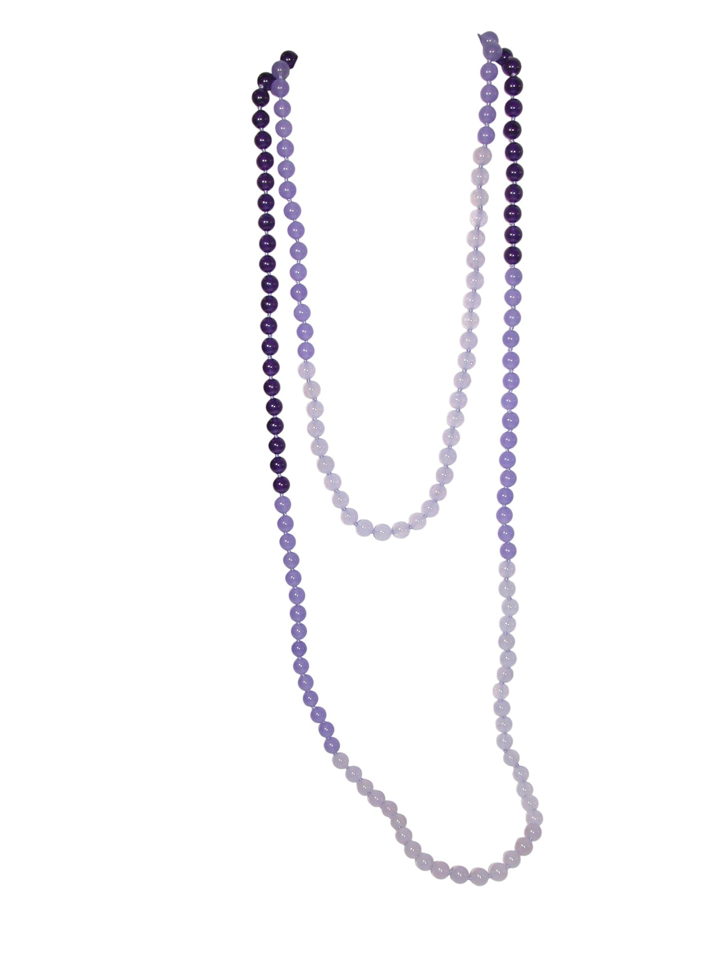 34544E Purple Jade Tri color 60 inch Knotted Endless Necklace