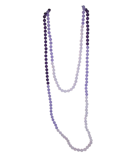34544E Purple Jade Tri color 60 inch Knotted Endless Necklace