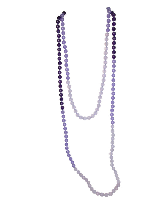 34544E Purple Jade Tri color 60 inch Knotted Endless Necklace