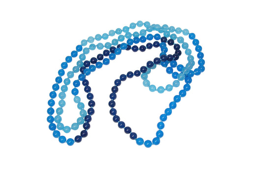 34544c Blue Jade Tri color 60 inch Knotted Endless Necklace
