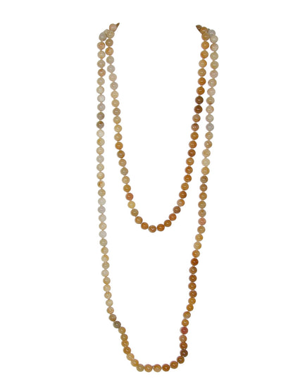 34544D Yellow Jade Tri color 60 inch Knotted Endless Necklace