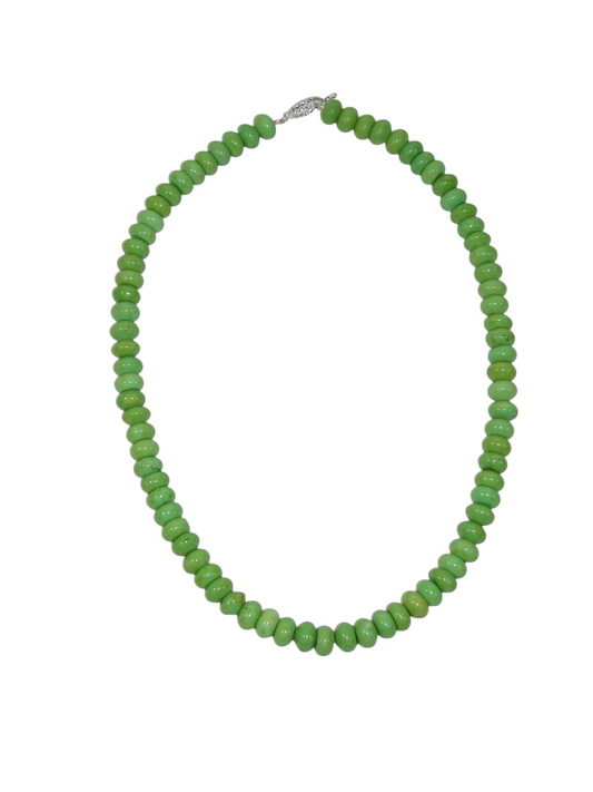 40072B Green Turquoise Bead Necklace Sterling Silver