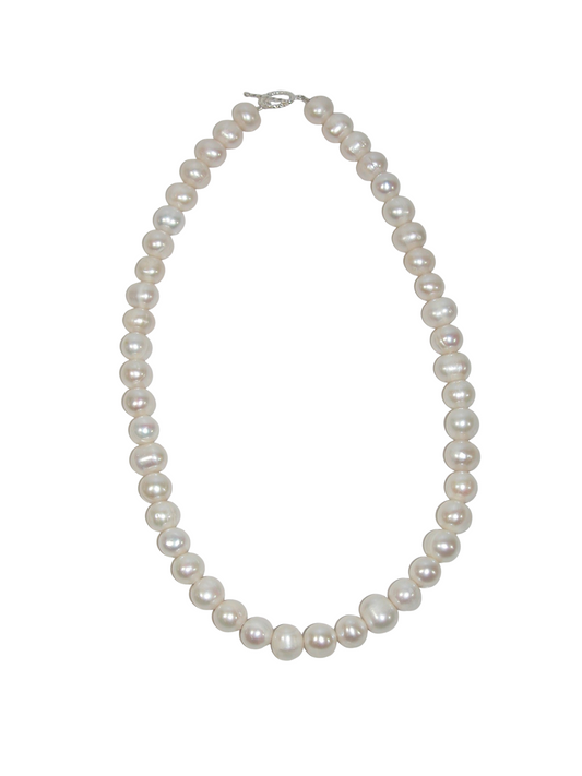 40071 Freshwater Pearl Short Toggle Necklace Sterling Silver