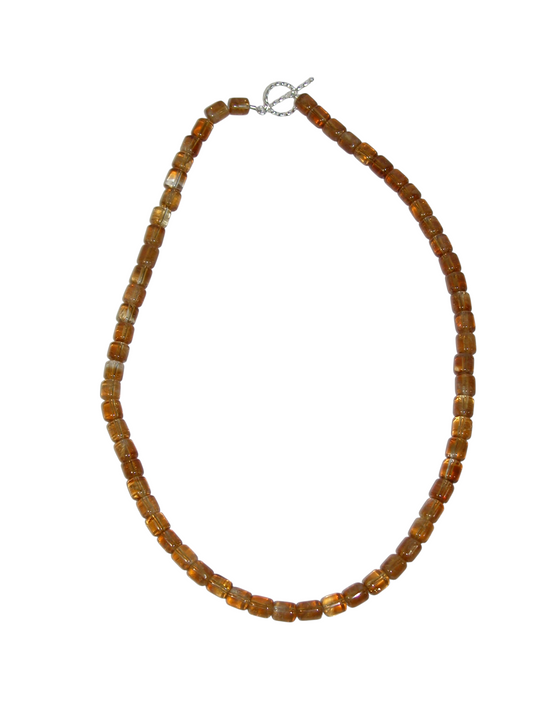 40072D Citrine Sterling Silver Toggle Clasp Necklace