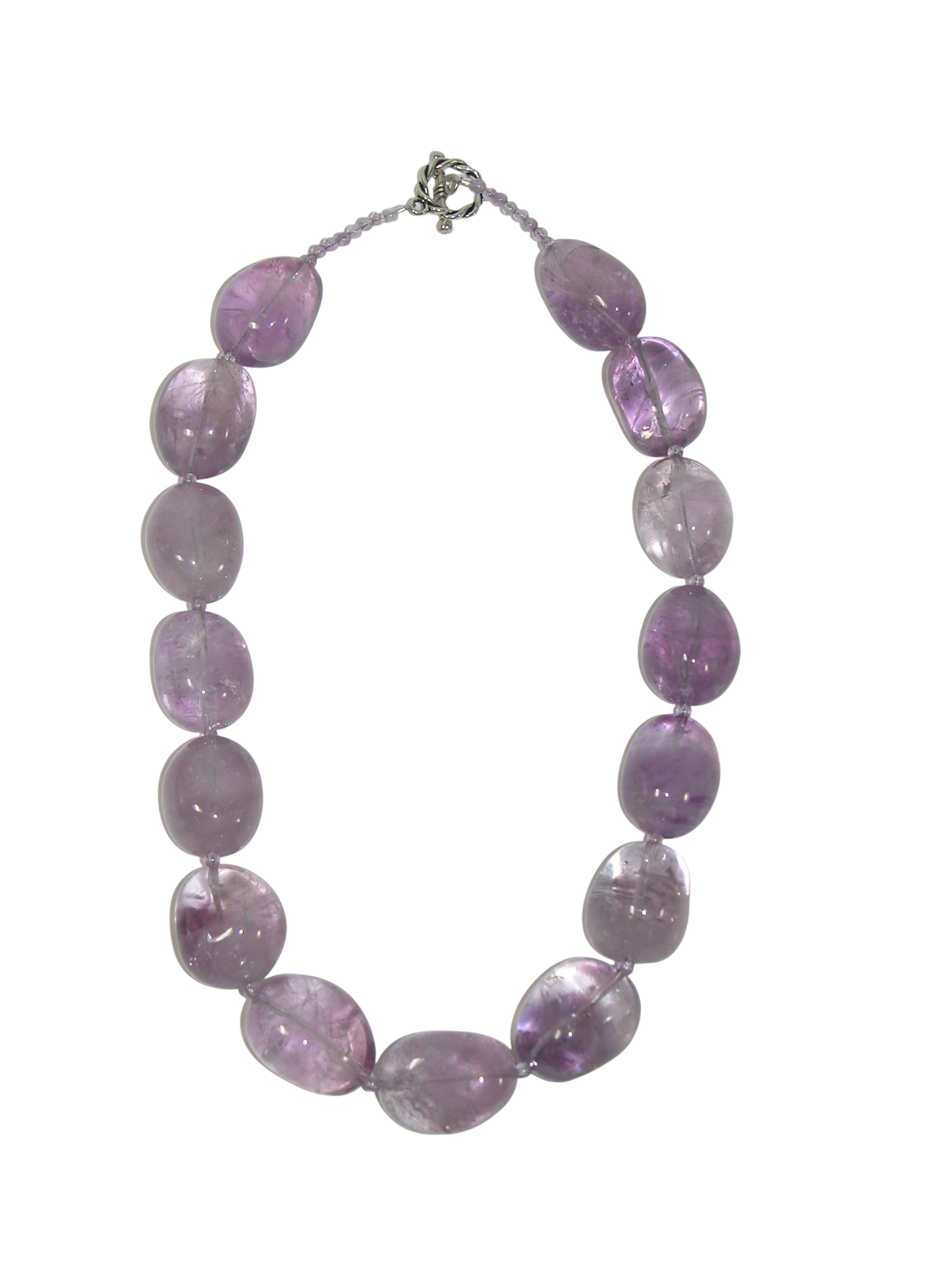 40068 Amethyst Nugget Silver Toggle Clasp Necklace