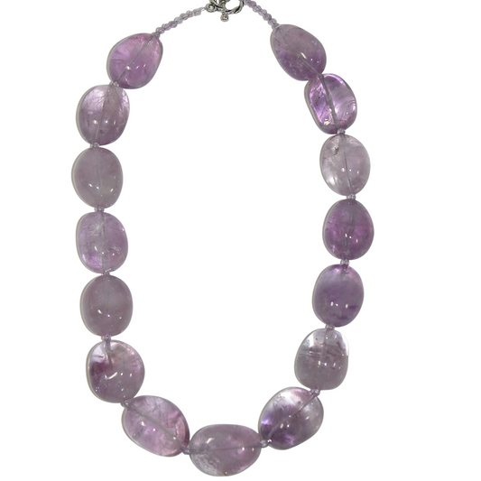 40068 Amethyst Nugget Silver Toggle Clasp Necklace