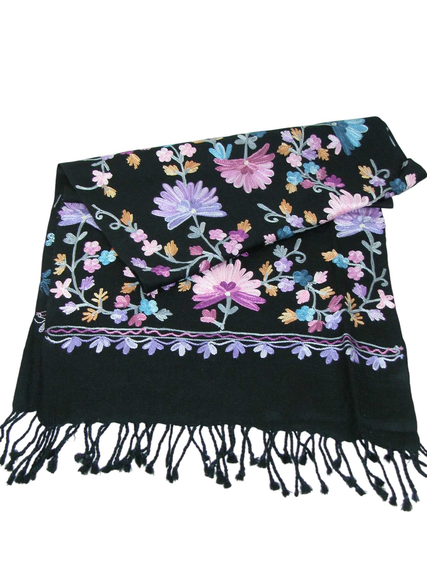 Embroidered Shawl Purples Blues and Lilacs  GF4727