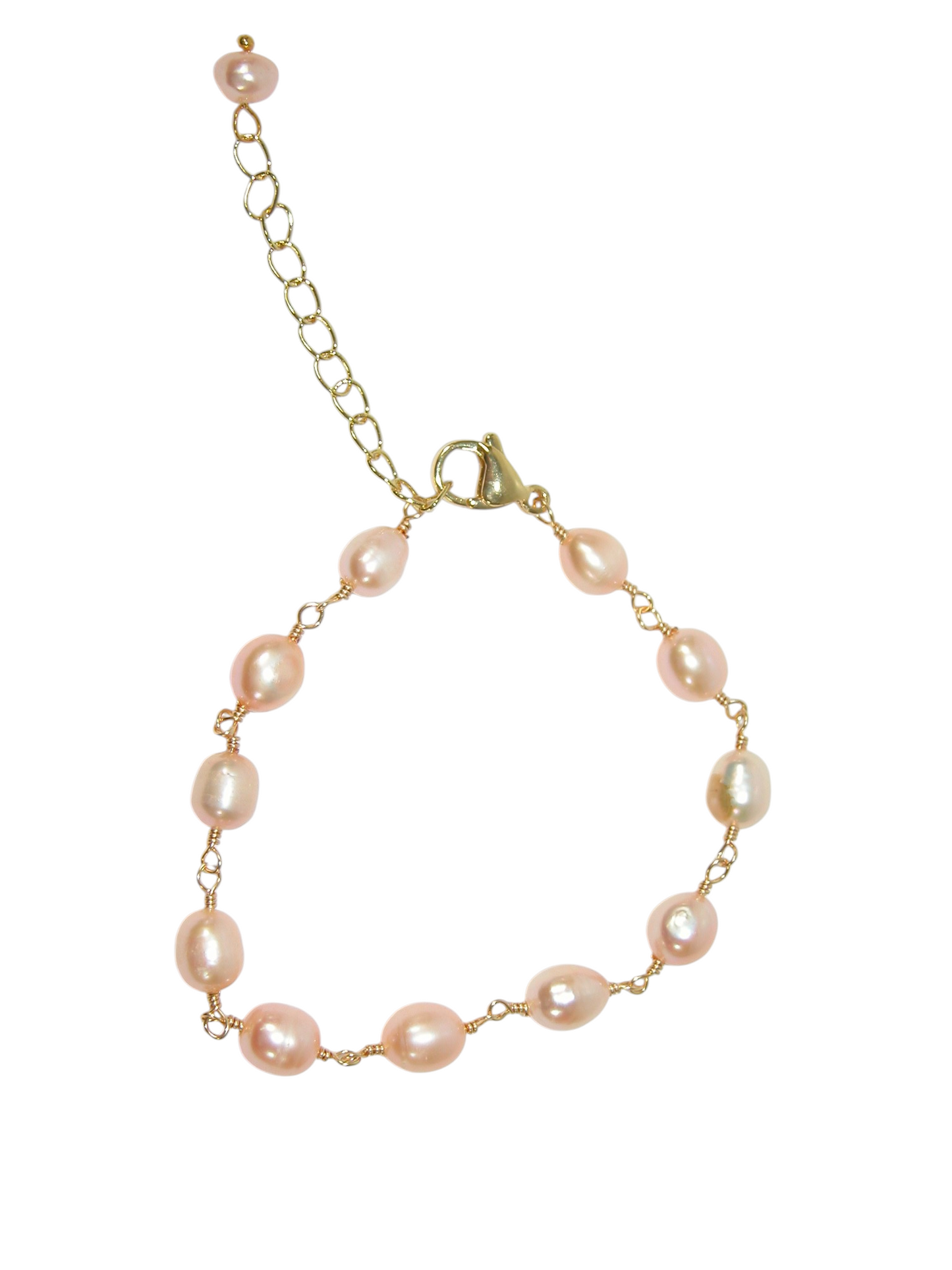 N5069 Freshwater Pearl Jointed Bracelet Peach