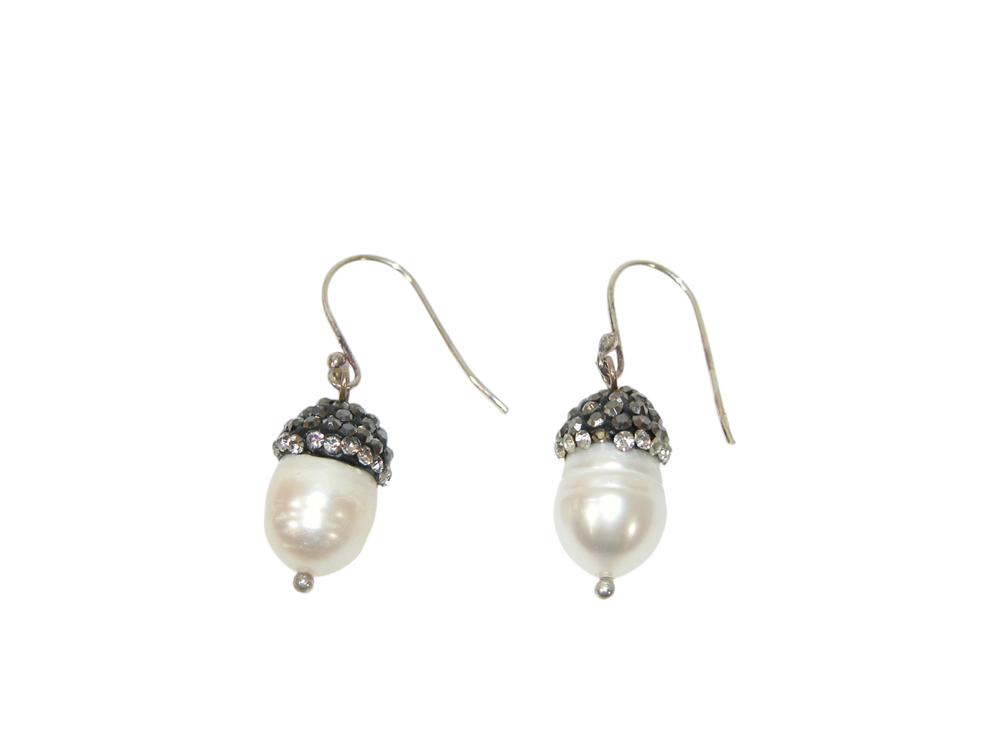 E3182 Acorn Pearl Crystal Sterling Silver Earring