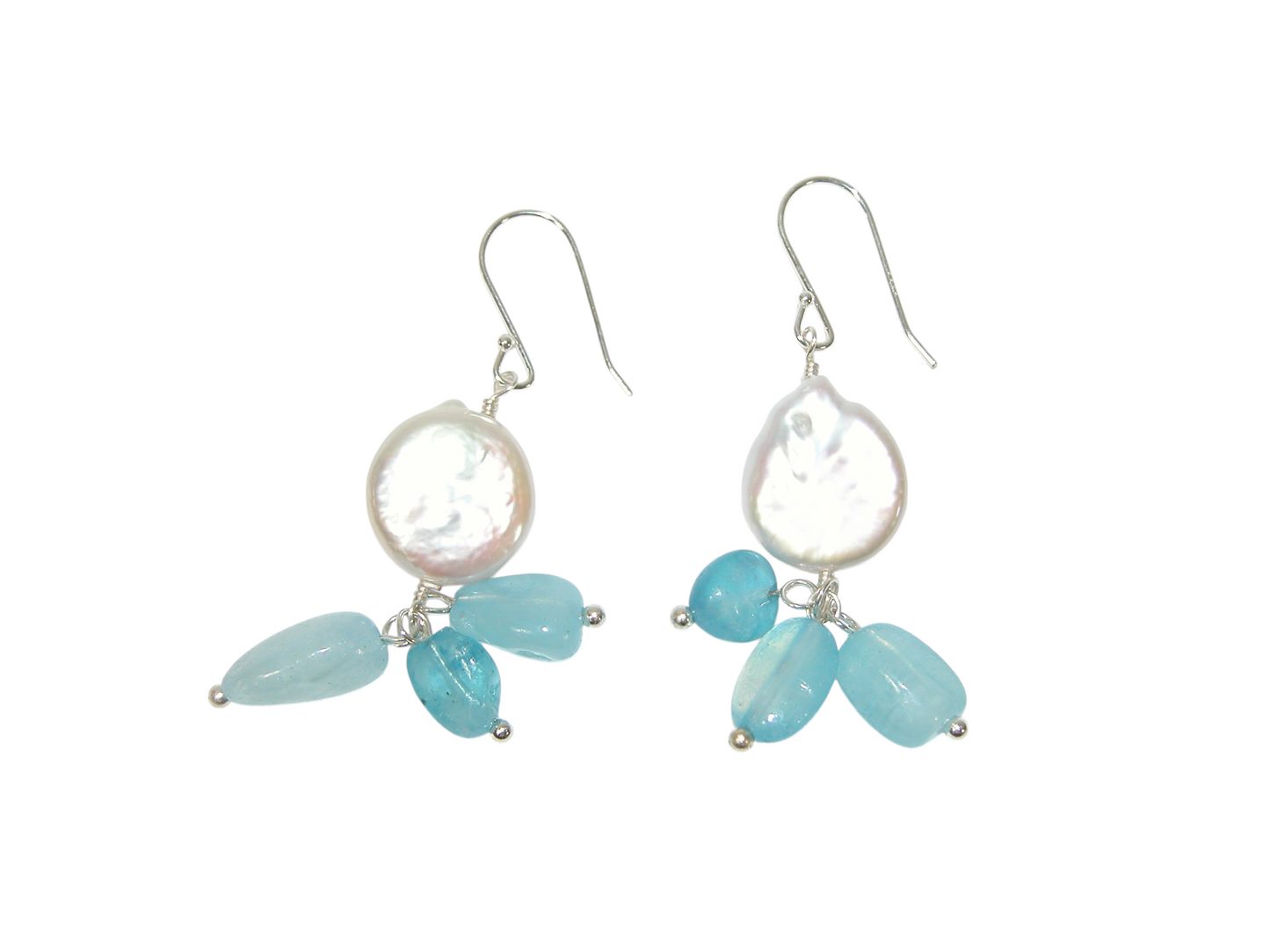 E3181 Pearl Aquamarine Sterling Silver Earring