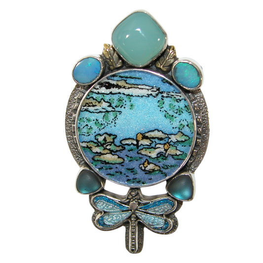40085 Micro Mosaic Water Lily Pin Pendant