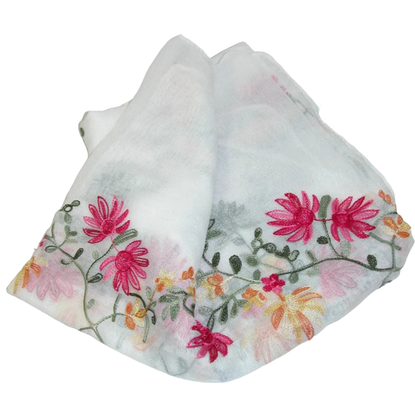 Embroidered Scarf Shawl GF4085 Cream White