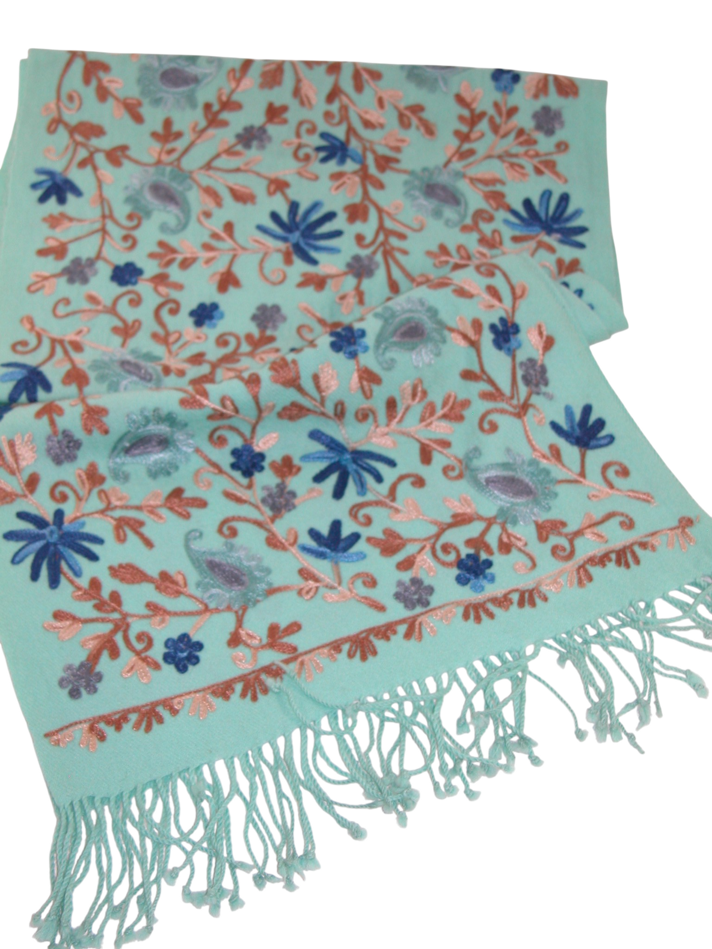 Embroidered Shawl Aqua and Blues GF4811