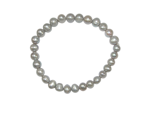 40069G Grey Freshwater Pearl Stretch Bracelet