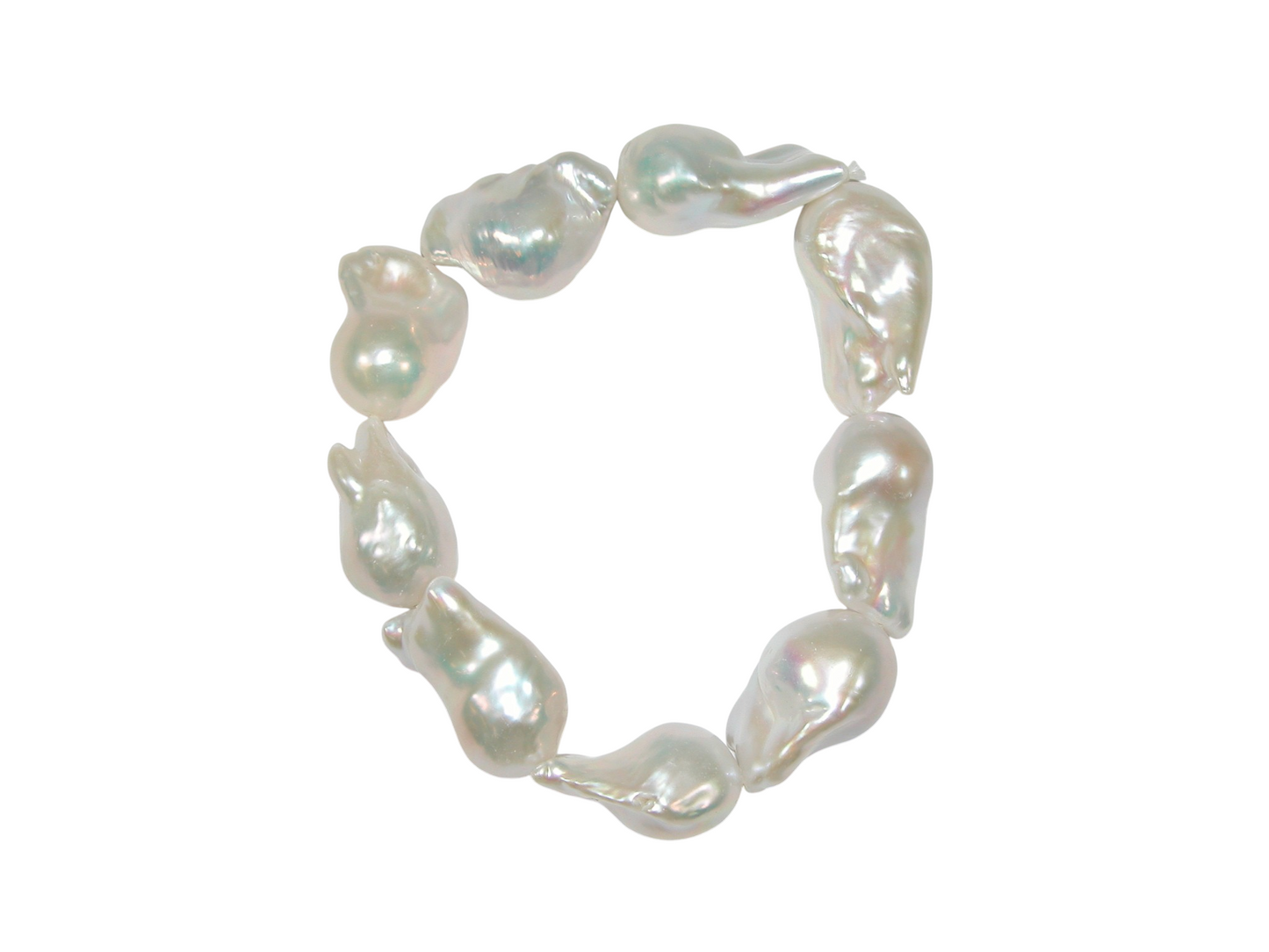 40102 Baroque Pearl Stretch Bracelet White