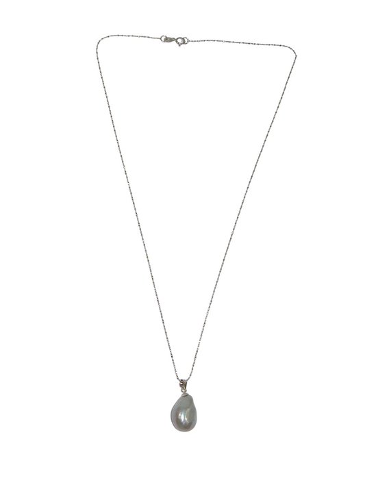 N5074 Grey Freshwater Pearl Sterling Silver Necklace