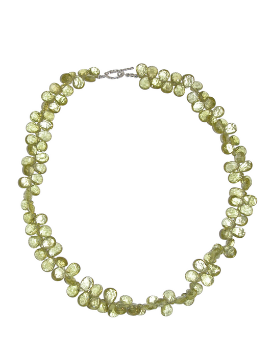 40065 Lemon Topaz Briolette Necklace Sterling Silver