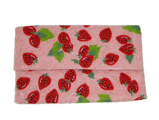 Beaded Strawberry Clutch Handbag GF4824