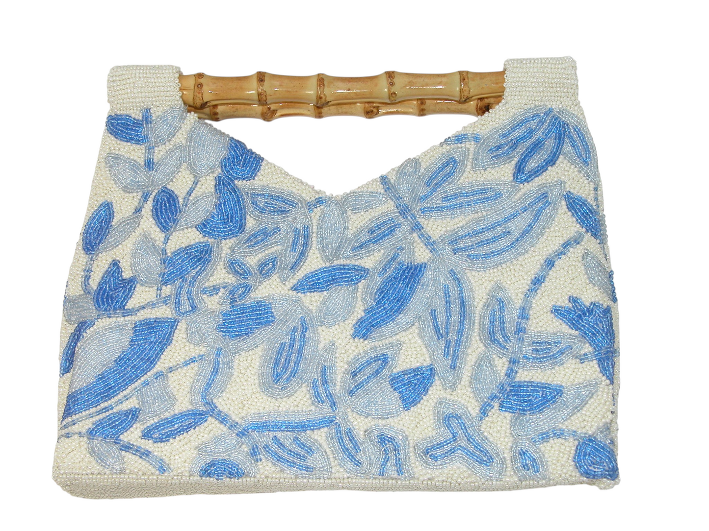 Beaded Blue and White Leaves Handbag Clutch GF4828