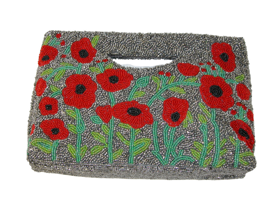 Beaded Poppy Handbag Clutch GF4826