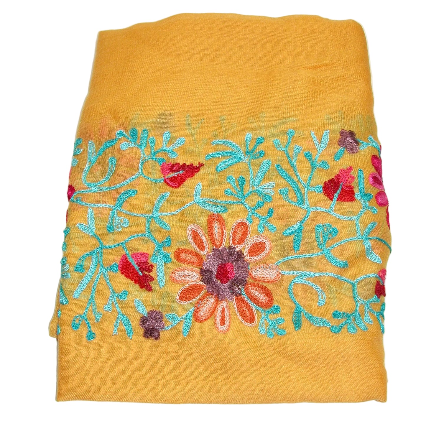 Embroidered Floral Shawl Scarf GF5025 Maize Yellow