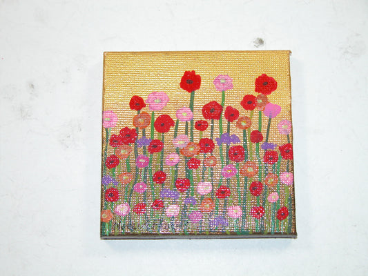 Original Acrylic Art By Noelle 3" X 3" Flowers ART220