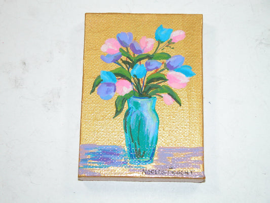 Original Acrylic Art By Noelle 2.5" X 3.5" Flower Vase ART225