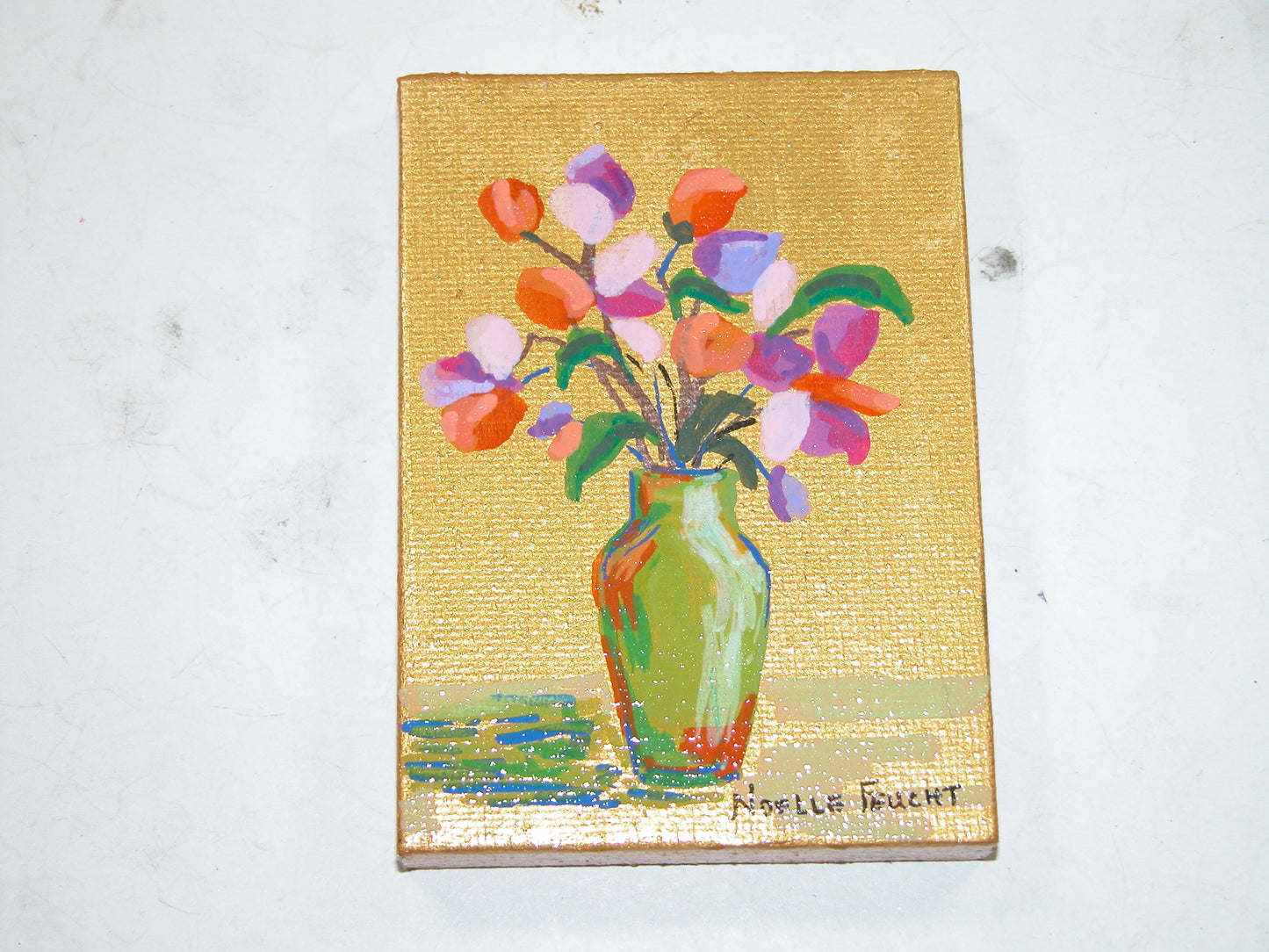 Original Acrylic Art By Noelle 2.5" X 3.5" Flower Vase ART224