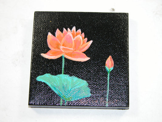 Original Acrylic Art By Noelle 3" X 3" Lotus Flower ART217