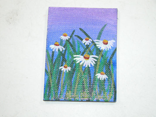Original Acrylic Art By Noelle 2" X 3" Daisy ART227