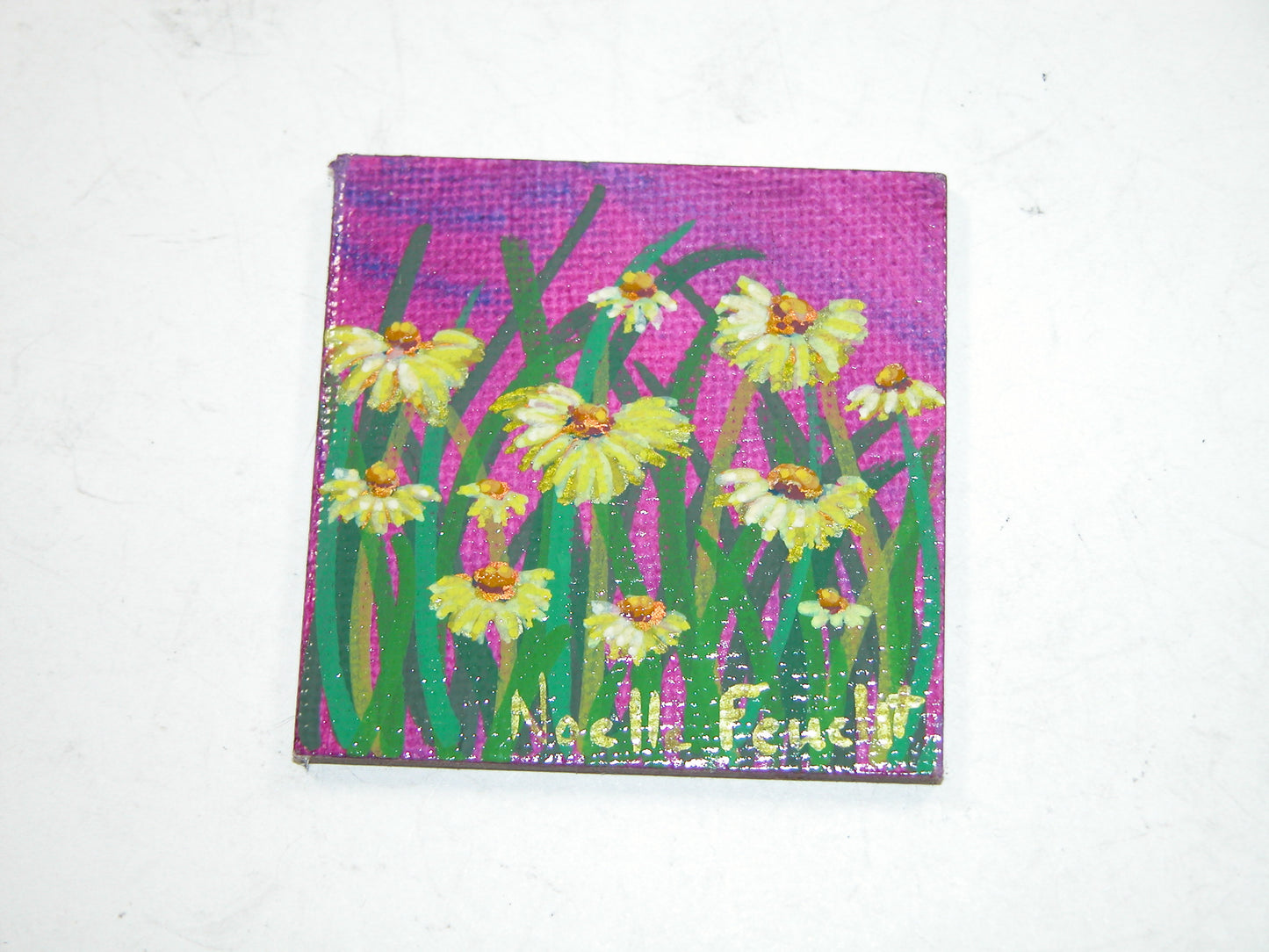 Original Acrylic Art By Noelle 2" X 2" Daisy ART231
