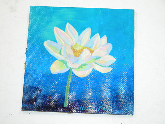 Original Acrylic Art By Noelle 4" X 4"Lotus ART221