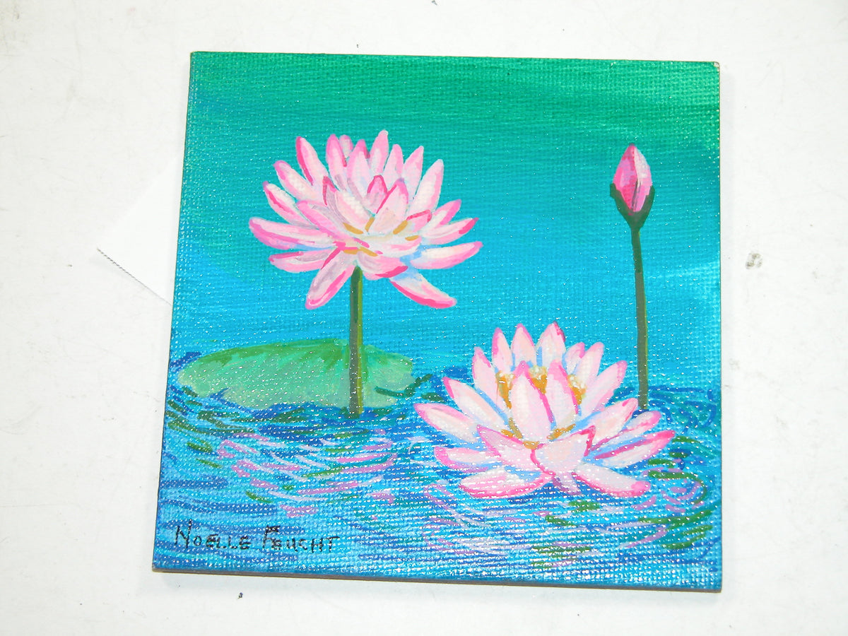 Original Acrylic Art By Noelle 4" X 4"Lotus ART213