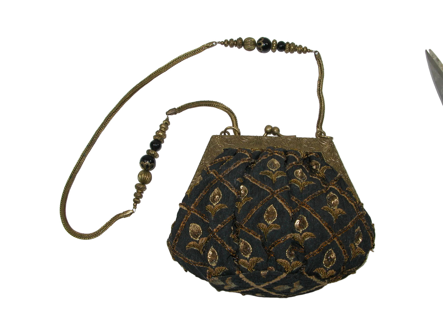 Embroidered Purse With Brass Chain Evening Bag GF5099