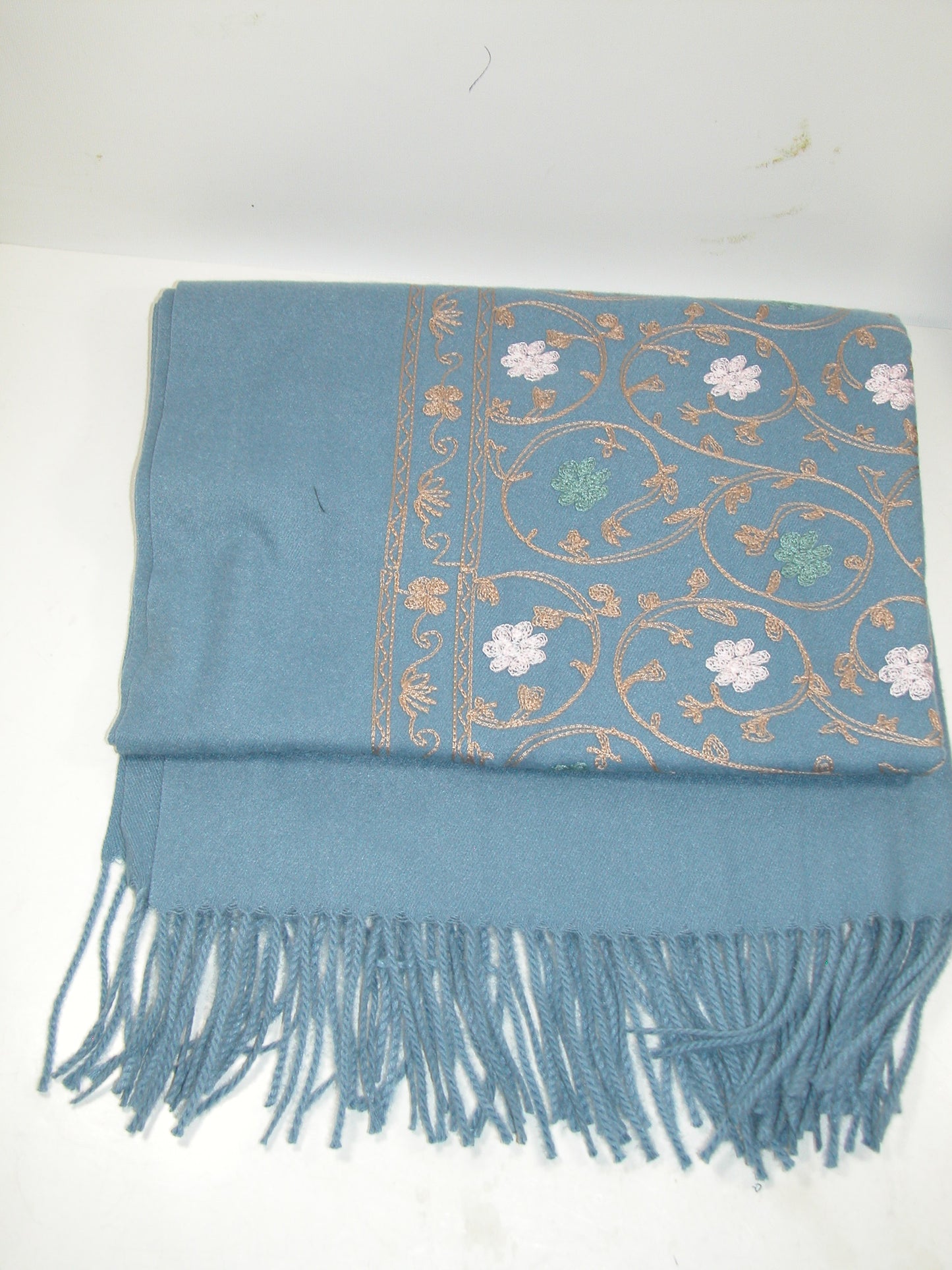 Embroidered Shawl Pashmina Steal Blue GF5111