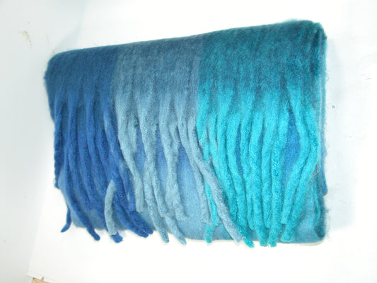 Hand Knit Plaid Multi Color GF5089 Blues Scarf