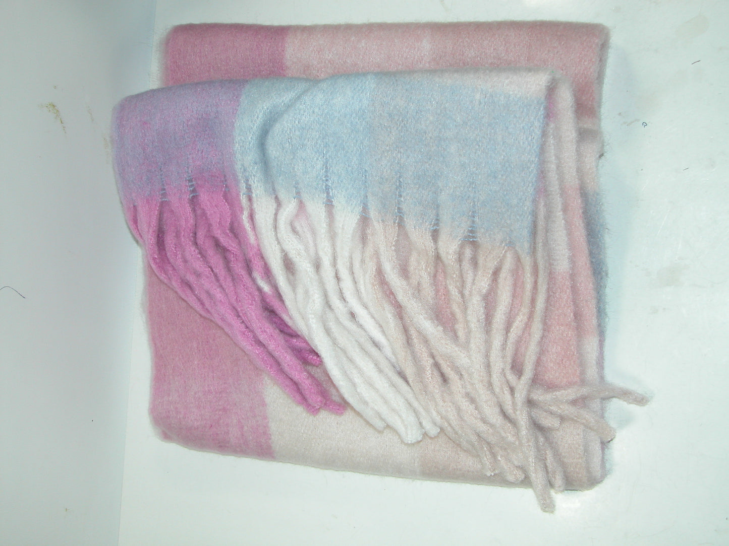 Hand Knit Plaid Multi Color GF5090 Pink Lilacs Scarf