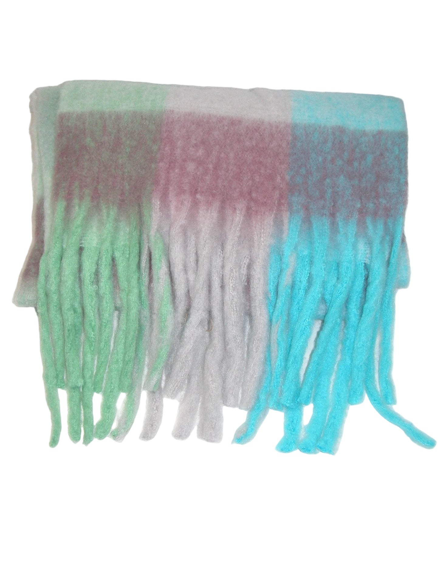 Hand Knit Plaid Multi Color GF5088 Pastels Scarf