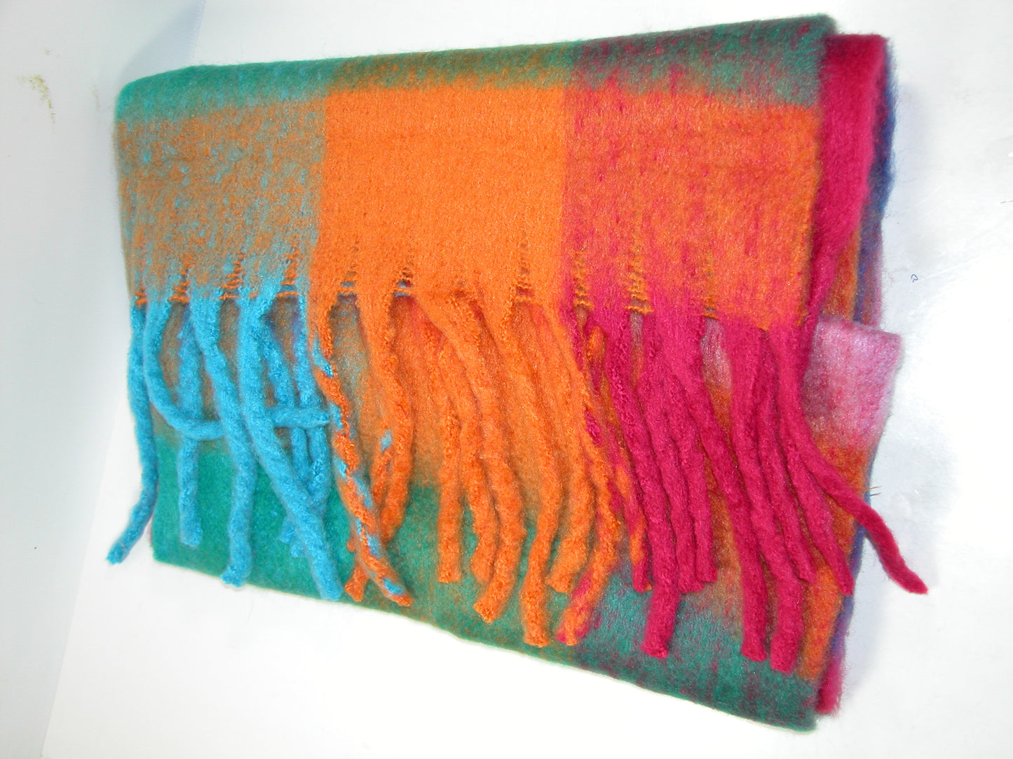 Hand Knit Plaid Multi Color GF5087 Scarf